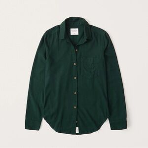 Abercrombie & Fitch Forest Green Button-Front Shirt